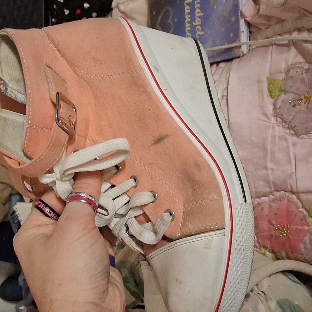 Stylish Peach Wedge Sneakers for Women